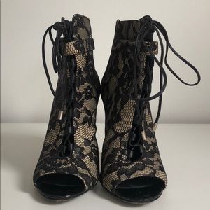 Brian Atwood high heeled lace booties